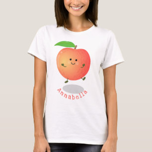 Cute lycklig peach gult tecknad t shirt