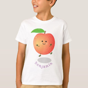 Cute lycklig peach gult tecknad t shirt
