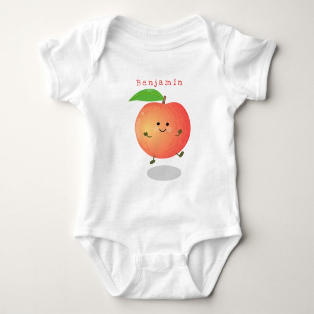 Cute lycklig peach gult tecknad t shirt (Framsida)