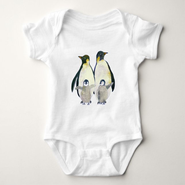 Cute Lycklig Penguin-familjen Tröja (Framsida)