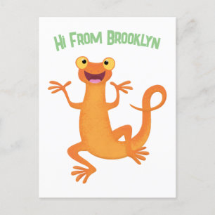 Cute lycklig personlig orange dansnewt vykort