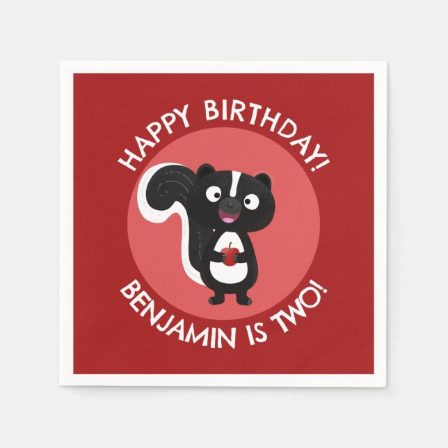 Cute lycklig-personligens tecknad födelsedag pappersservett (Framsidan)