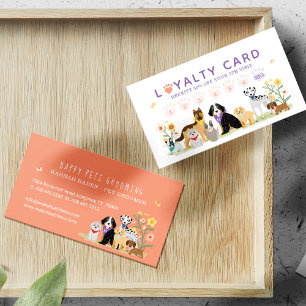 Cute Lycklig Pet-familjen Djuromsorg & Grooming Lo Visitkort