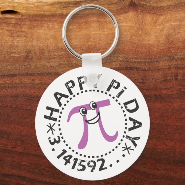 Cute Lycklig Pi Day Funny Lila Pi Symbol Keychain Nyckelring (Framsida)