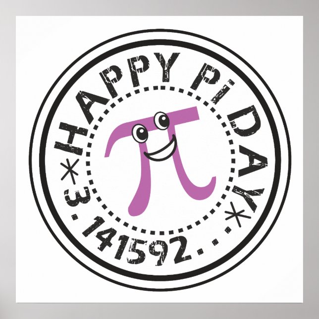 Cute Lycklig Pi Day © - Funny Pi Poster (Framsidan)