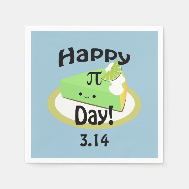 Cute Lycklig Pi Day Pappersservett (Framsidan)