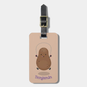 Cute lycklig-potatisknutslag tecknad bagagebricka