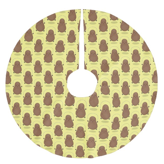 Cute lycklig-potatisknutslag tecknad julgransmatta borstad polyester (Framsidan)