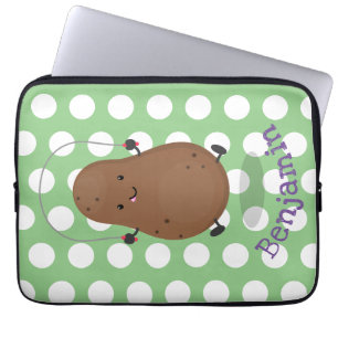 Cute lycklig-potatisknutslag tecknad laptop fodral