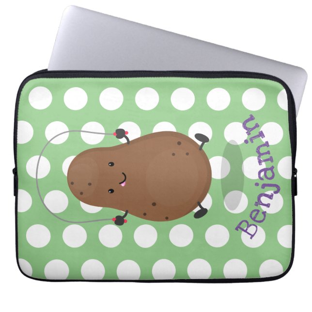 Cute lycklig-potatisknutslag tecknad laptop fodral (Framsidan)