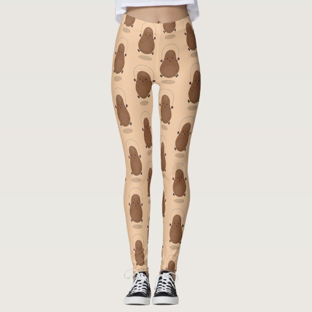 Cute lycklig-potatisknutslag tecknad leggings (Framsida)