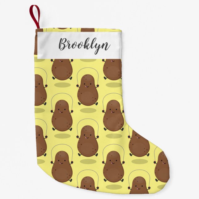 Cute lycklig-potatisknutslag tecknad liten julstrumpa (Framsidan)