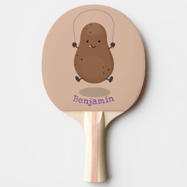 Cute lycklig-potatisknutslag tecknad pingisracket (Framsidan)