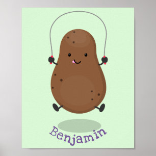 Cute lycklig-potatisknutslag tecknad poster