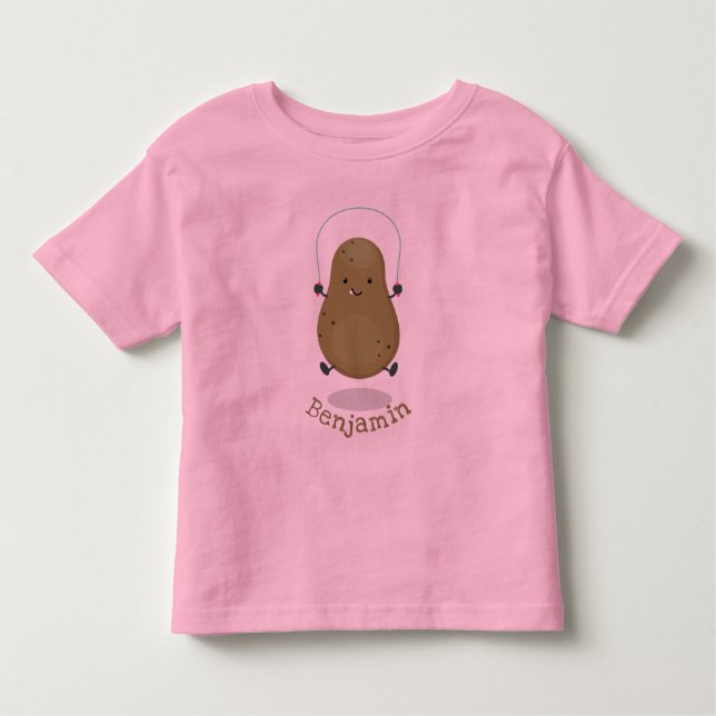 Cute lycklig-potatisknutslag tecknad t shirt (Framsida)