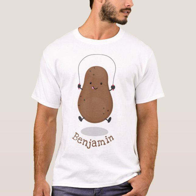 Cute lycklig-potatisknutslag tecknad t shirt (Framsida)