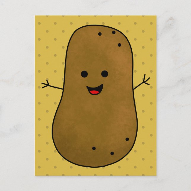 Cute Lycklig Potato Vykort (Framsida)