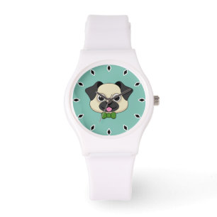 Cute Lycklig Pug Hund med Papillon Armbandsur