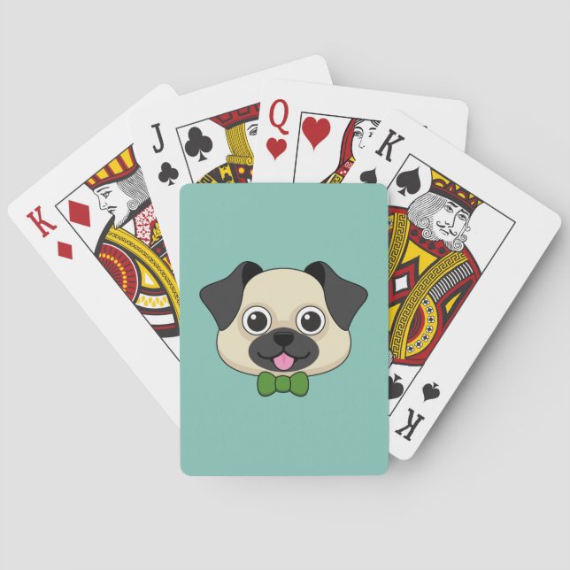 Cute Lycklig Pug Hund med Papillon Casinokort (Baksidan)