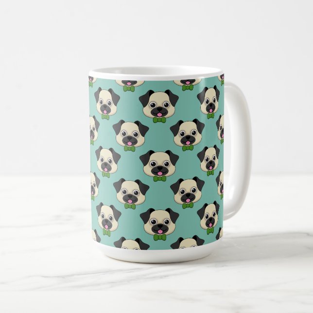 Cute Lycklig Pug Hund med Papillon Kaffemugg (Framsida höger)