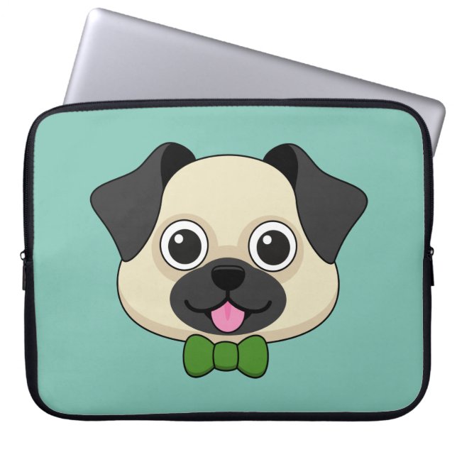 Cute Lycklig Pug Hund med Papillon Laptop Fodral (Framsidan)