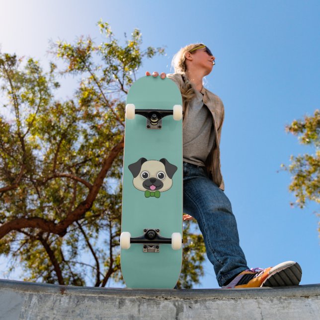 Cute Lycklig Pug Hund med Papillon Mini Skateboard Bräda 18,5 Cm (Utomhus 1)