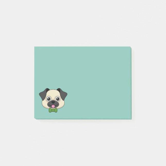Cute Lycklig Pug Hund med Papillon Post-it Block (Framsida)