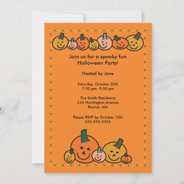 Cute Lycklig Pumpkins Halloween fest bjudan Inbjudningar (Framsida)