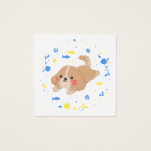 Cute Lycklig Puppy Illustration Fyrkantigt Visitkort