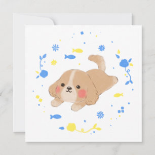 Cute Lycklig Puppy Illustration Inbjudningar