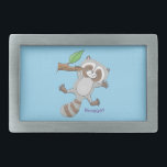 Cute lycklig raccoon baby tecknad illustration<br><div class="desc">Den här söta baby-tvättbjörnen hänger på gren och väntar bara på en vän!</div>