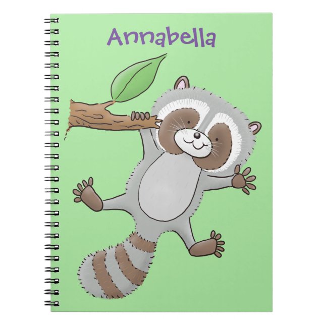Cute lycklig raccoon baby tecknad illustration anteckningsbok (Framsidan)