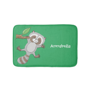 Cute lycklig raccoon baby tecknad illustration badrumsmatta