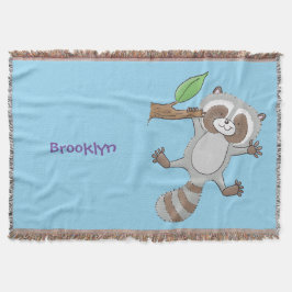 Cute lycklig raccoon baby tecknad illustration filt