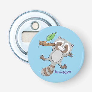 Cute lycklig raccoon baby tecknad illustration flasköppnare