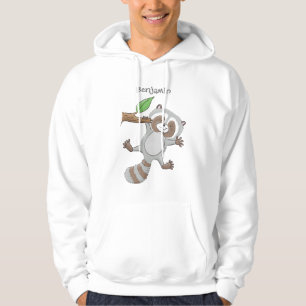 Cute lycklig raccoon baby tecknad illustration hoodie
