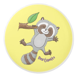 Cute lycklig raccoon baby tecknad illustration knopp