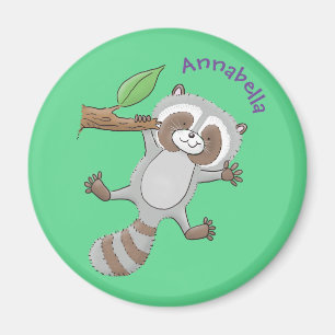 Cute lycklig raccoon baby tecknad illustration magnet