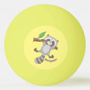Cute lycklig raccoon baby tecknad illustration pingisboll