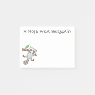 Cute lycklig raccoon baby tecknad illustration post-it block