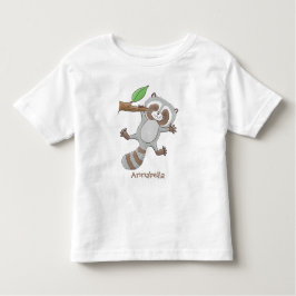 Cute lycklig raccoon baby tecknad illustration t shirt