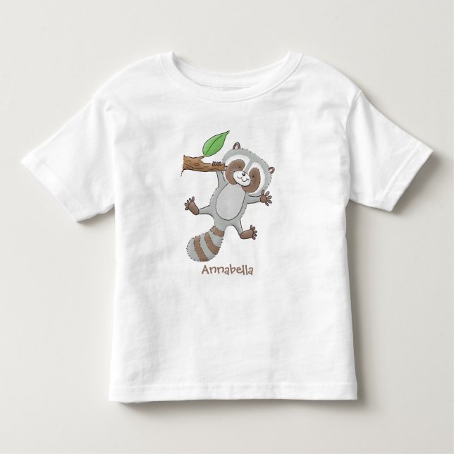 Cute lycklig raccoon baby tecknad illustration t shirt (Framsida)