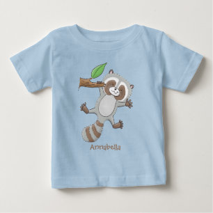 Cute lycklig raccoon baby tecknad illustration t shirt