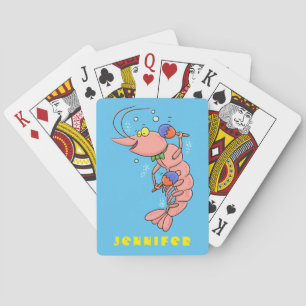 Cute lycklig räkor, räkor, tecknad casinokort