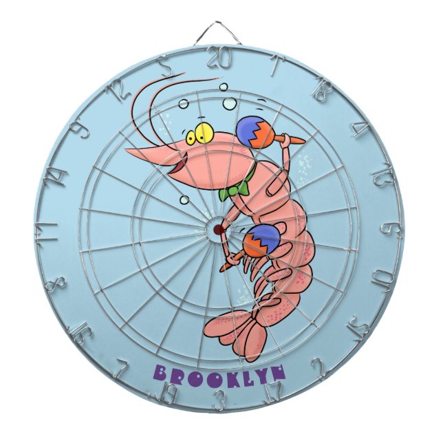 Cute lycklig räkor, räkor, tecknad darttavla (Framsidan)