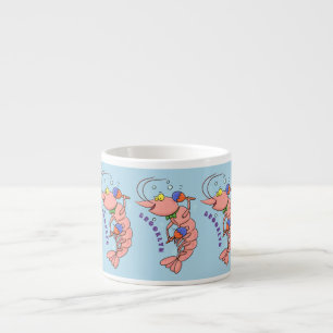 Cute lycklig räkor, räkor, tecknad espressomugg