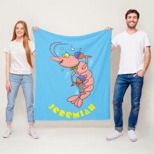 Cute lycklig räkor, räkor, tecknad fleecefilt