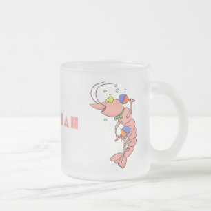 Cute lycklig räkor, räkor, tecknad frostad glasmugg