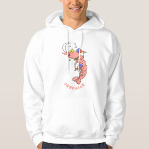 Cute lycklig räkor, räkor, tecknad hoodie