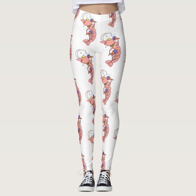 Cute lycklig räkor, räkor, tecknad leggings (Framsida)